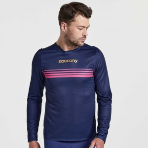 Saucony Elite Long Sleeve T-Shirt Herren Navy | BERLIN MNRCPE