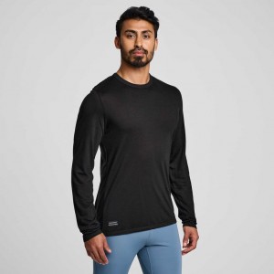 Saucony Peregrine Merino Long Sleeve T-Shirt Herren Schwarz | BERLIN TILNAJ