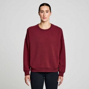 Saucony Recovery Crew Sweatshirt Damen Bordeaux | BERLIN UYIWPB