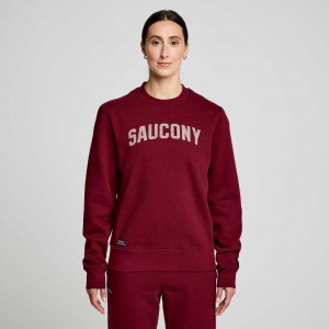 Saucony Recovery Crew Sweatshirt Damen Bordeaux | BERLIN DKOTCQ