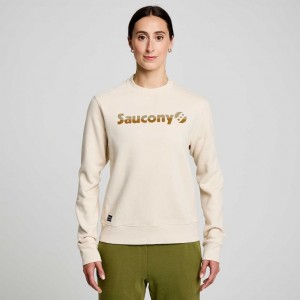 Saucony Recovery Crew Sweatshirt Damen Beige | BERLIN HZENXU