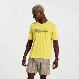 Saucony Stopwatch Graphic Kurzes Sleeve T-Shirt Herren Gelb | BERLIN PMOXJR