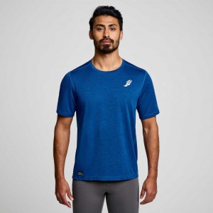 Saucony Stopwatch Graphic Kurzes Sleeve T-Shirt Herren Indigo | BERLIN GBRPXD