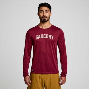 Saucony Stopwatch Graphic Long Sleeve T-Shirt Herren Rot | BERLIN NRUFQP