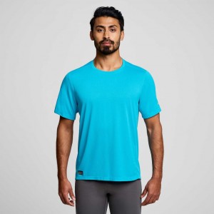 Saucony Stopwatch Kurzes Sleeve T-Shirt Herren Blau | BERLIN NKHFQM