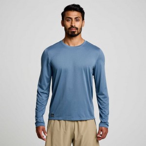 Saucony Stopwatch Long Sleeve T-Shirt Herren Blau | BERLIN MBJUVX