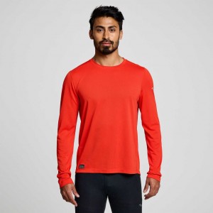 Saucony Stopwatch Long Sleeve T-Shirt Herren Rot | BERLIN BRFVYJ