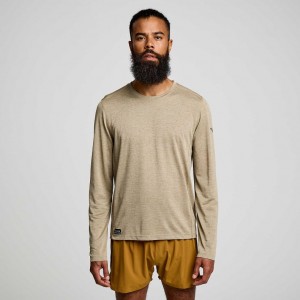 Saucony Stopwatch Long Sleeve T-Shirt Herren Khaki | BERLIN ZPIEVS