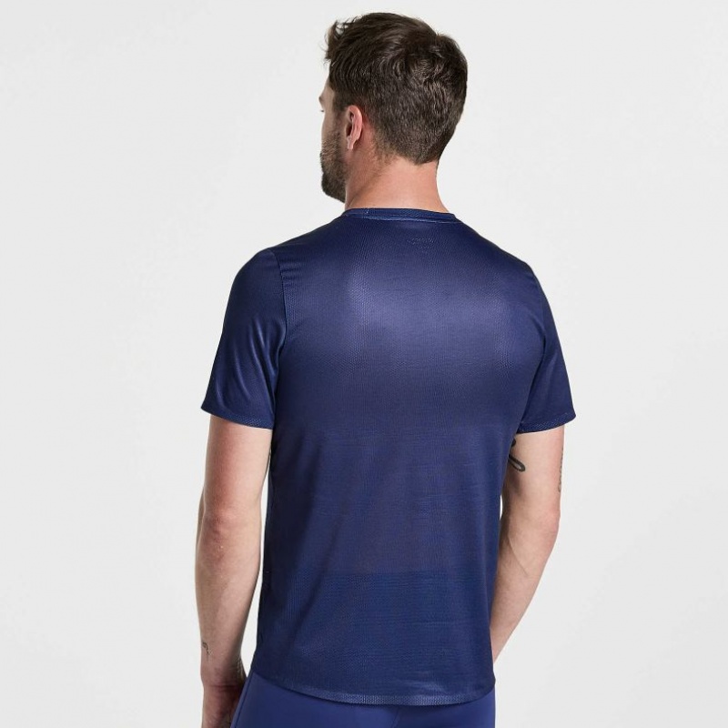 Saucony Elite Kurzes Sleeve T-Shirt Herren Navy | BERLIN QOKDVZ