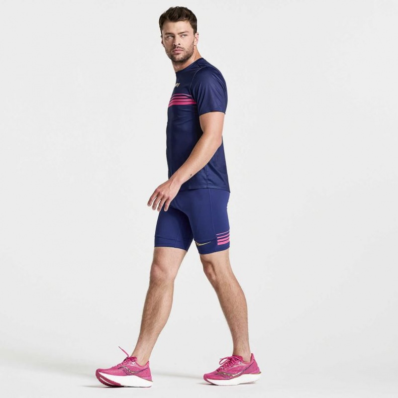 Saucony Elite Kurzes Sleeve T-Shirt Herren Navy | BERLIN QOKDVZ