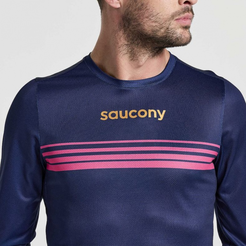 Saucony Elite Long Sleeve T-Shirt Herren Navy | BERLIN MNRCPE