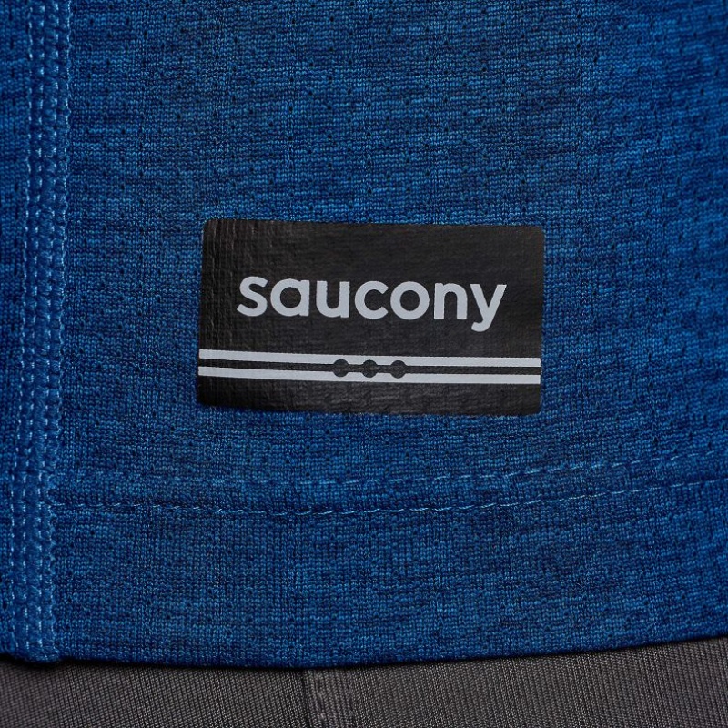 Saucony Stopwatch Graphic Kurzes Sleeve T-Shirt Herren Indigo | BERLIN GBRPXD