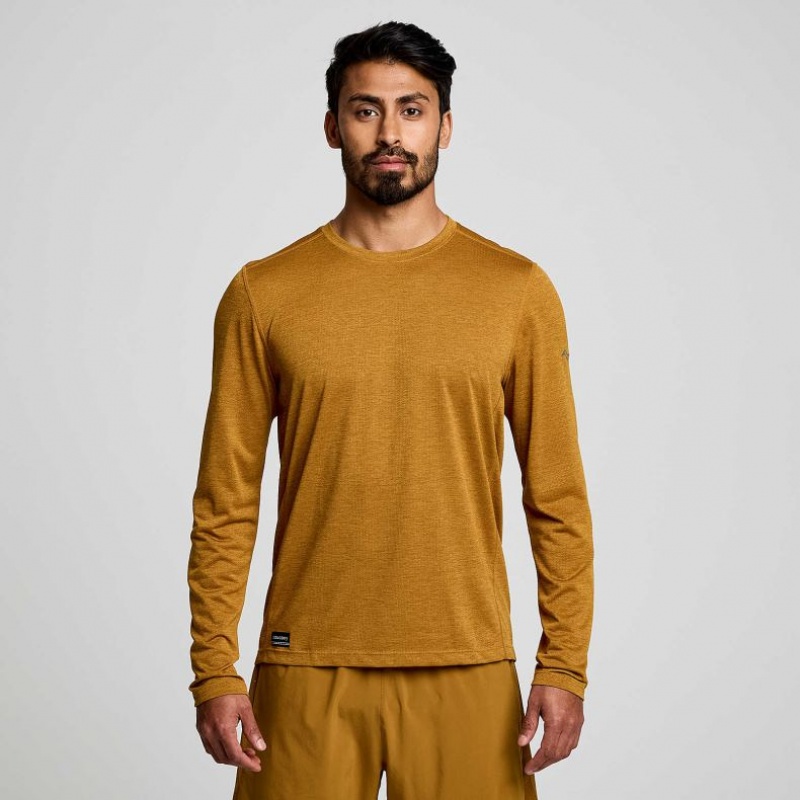 Saucony Stopwatch Long Sleeve T-Shirt Herren Braun | BERLIN OMAHKR