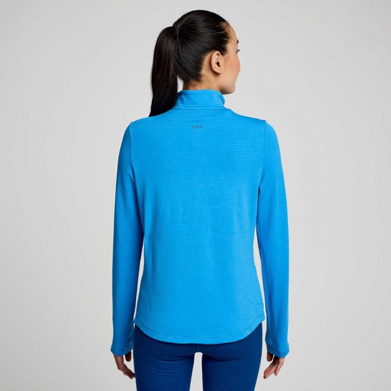 Saucony Triumph 3D 1/2 Zip Sweatshirt Damen Blau | BERLIN BJDWPZ