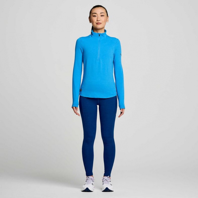 Saucony Triumph 3D 1/2 Zip Sweatshirt Damen Blau | BERLIN BJDWPZ