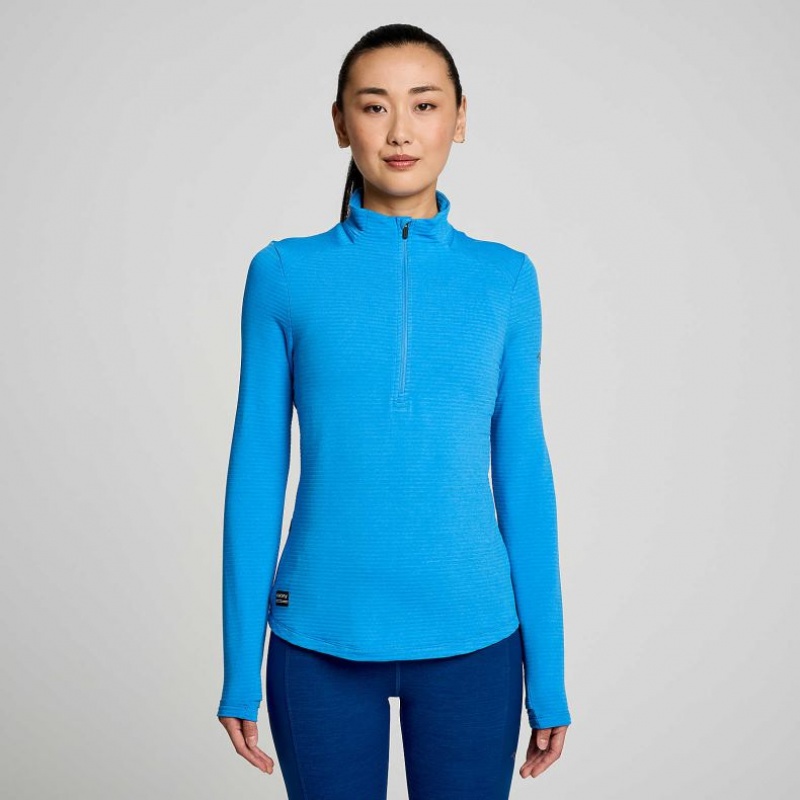 Saucony Triumph 3D 1/2 Zip Sweatshirt Damen Blau | BERLIN BJDWPZ