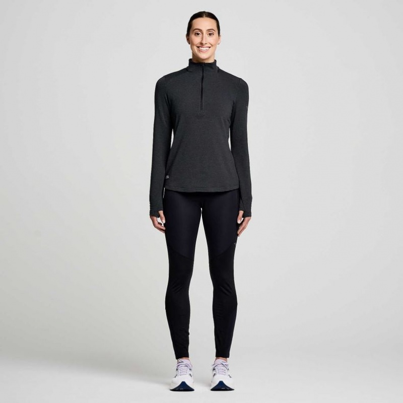 Saucony Triumph 3D 1/2 Zip Sweatshirt Damen Schwarz | BERLIN UCWNIY